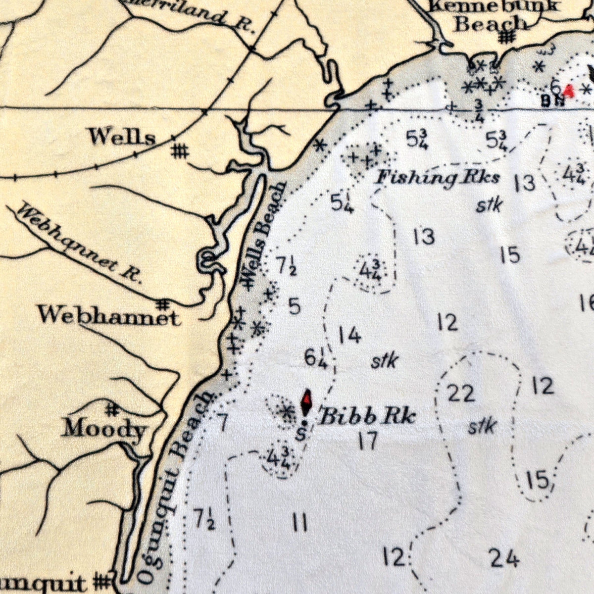 Ogunquit, ME Vintage Nautical Chart Blanket - Maritime Tribes USABlanket