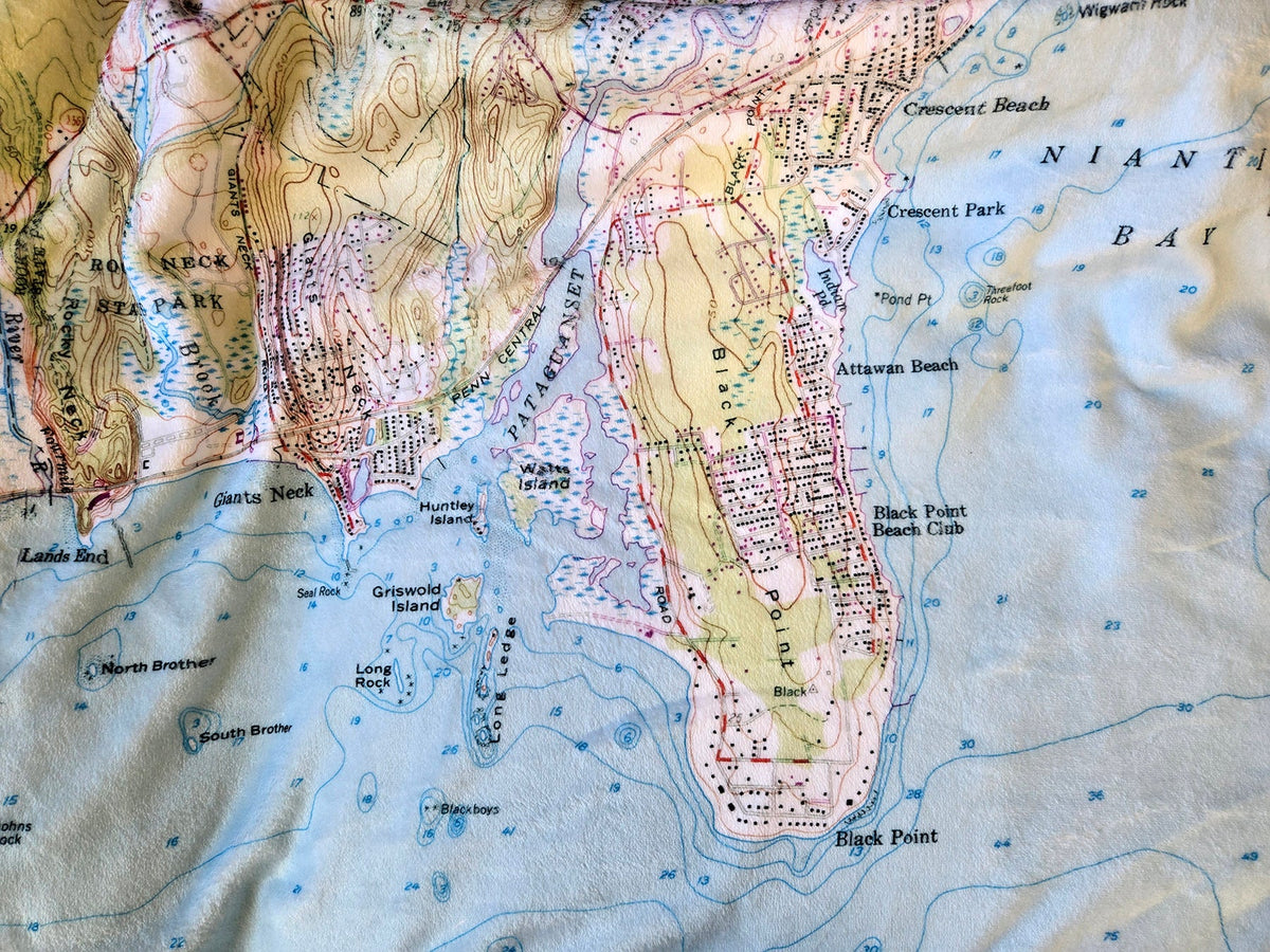 Old Lyme to Niantic Vintage Topo Map Blanket - Maritime Tribes USABlanket