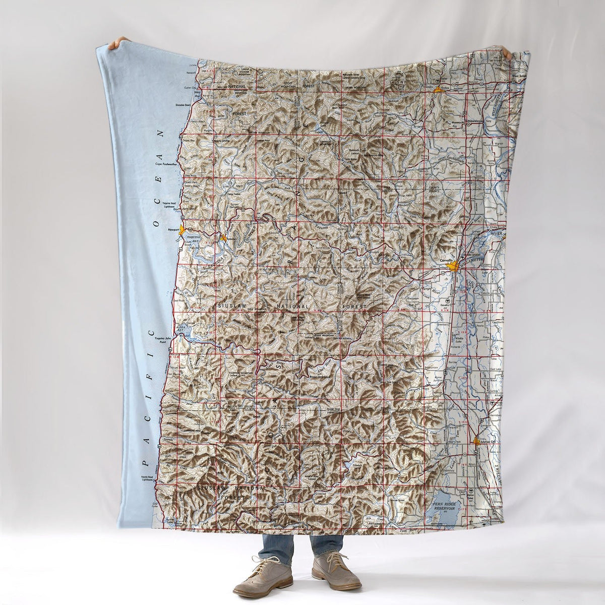 Oregon Coast Vintage Map Blanket - Maritime Tribes USABlanket