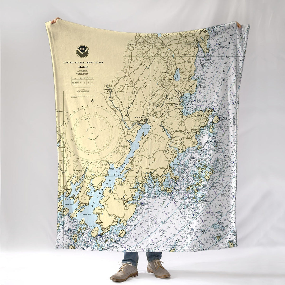 Owls Head Maine Nautical Chart Blanket - Maritime Tribes USABlanket