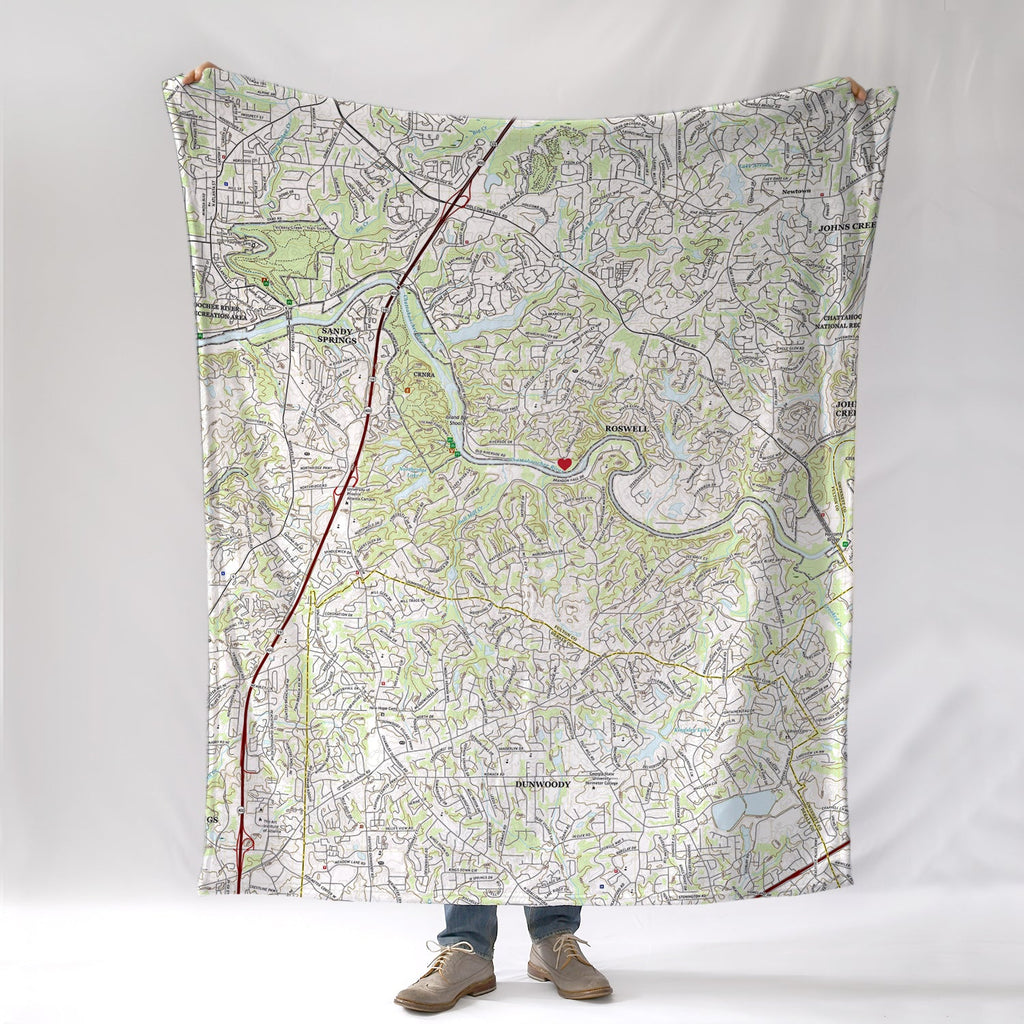 Personalized Map Blanket, with heart - Maritime Tribes USA