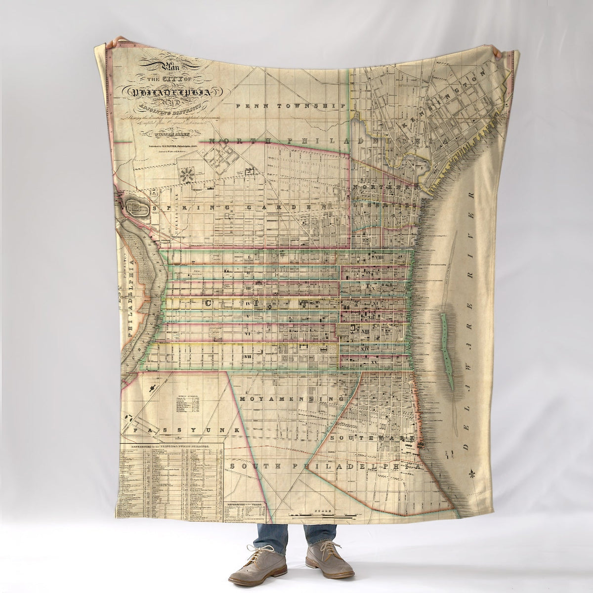 Philadelphia, PA. Antique Map, 1830 Blanket - Maritime Tribes USABlanket