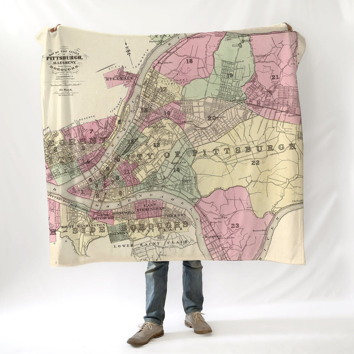 Pittsburgh Antique Map Blanket - Maritime Tribes USABlanket