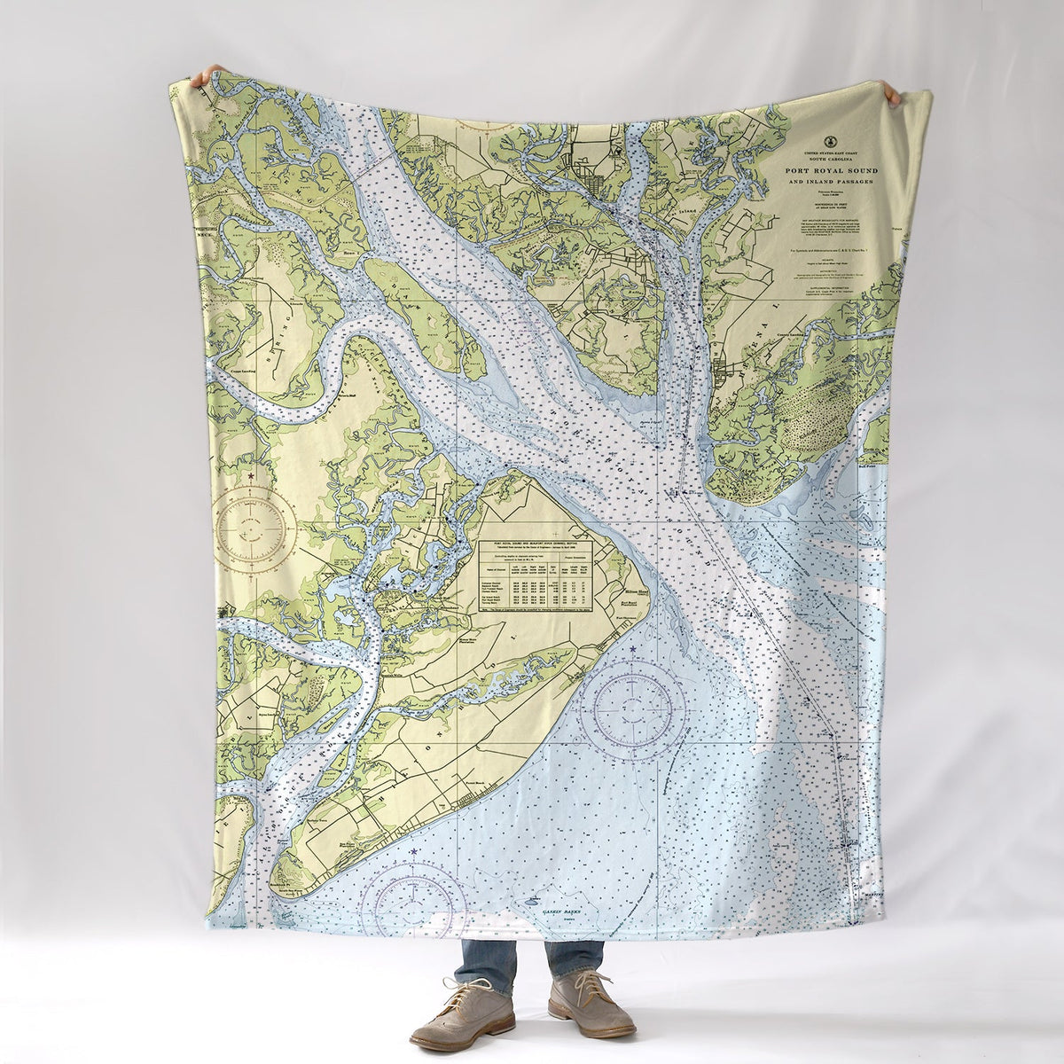 Port Royal Sound Chart (Hilton Head) Blanket - Maritime Tribes USABlanket