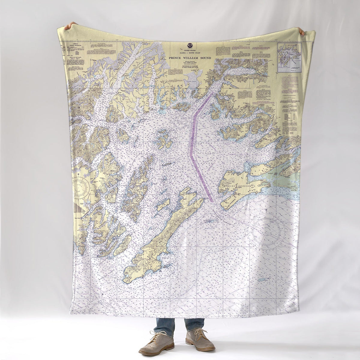 Prince William Sound, AK Nautical chart Blanket - Maritime Tribes USABlanket