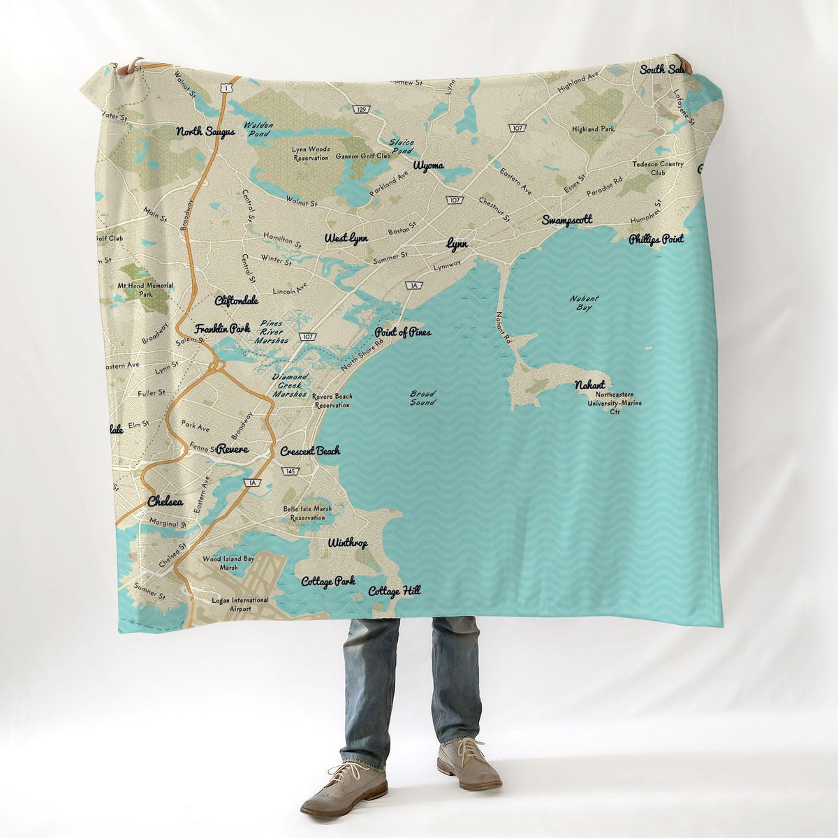 Revere to Swampscott MA Modern Wave Blanket - Maritime Tribes USABlanket