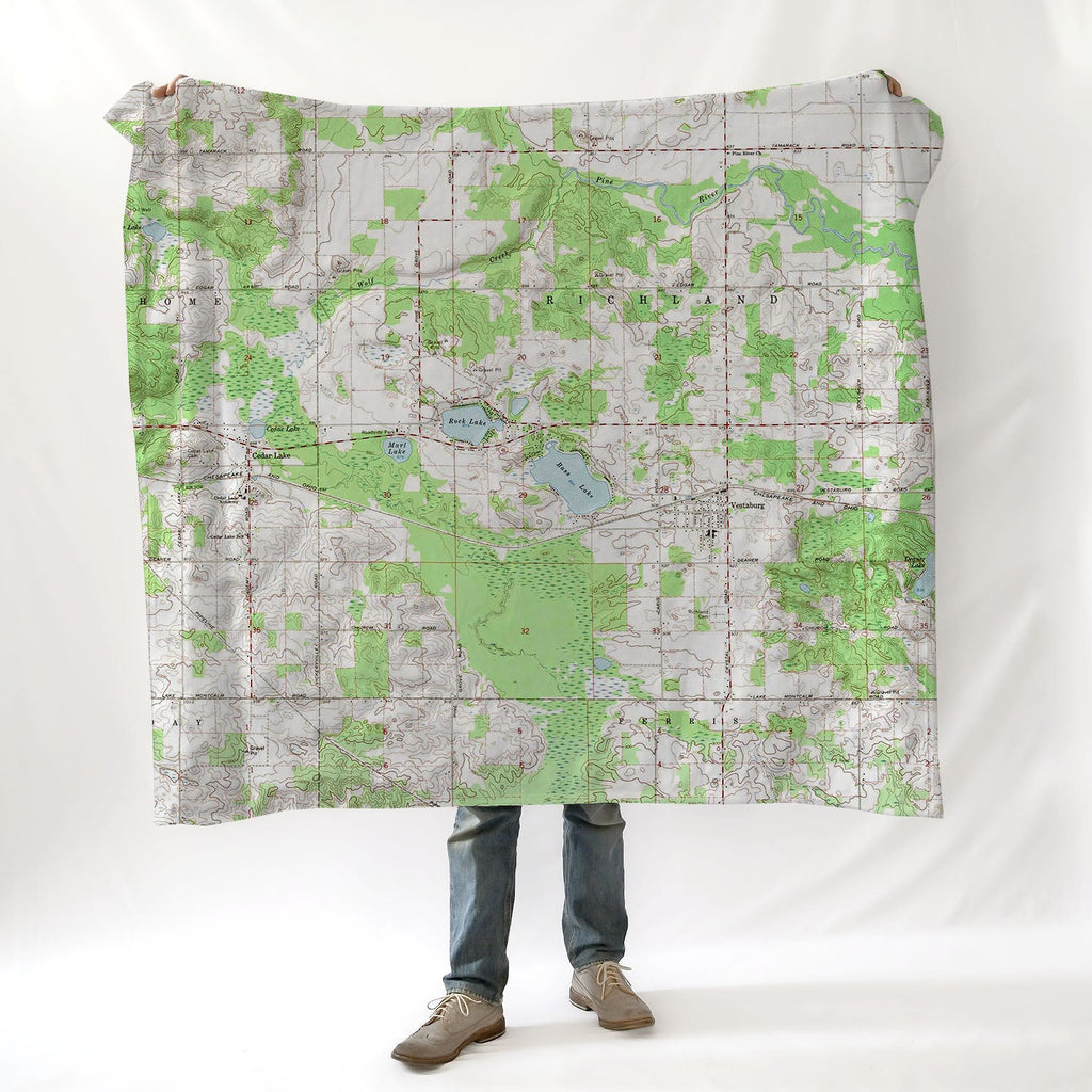 Rock Lake, Vestaburg MI Topo map Blanket - Maritime Tribes USABlanket