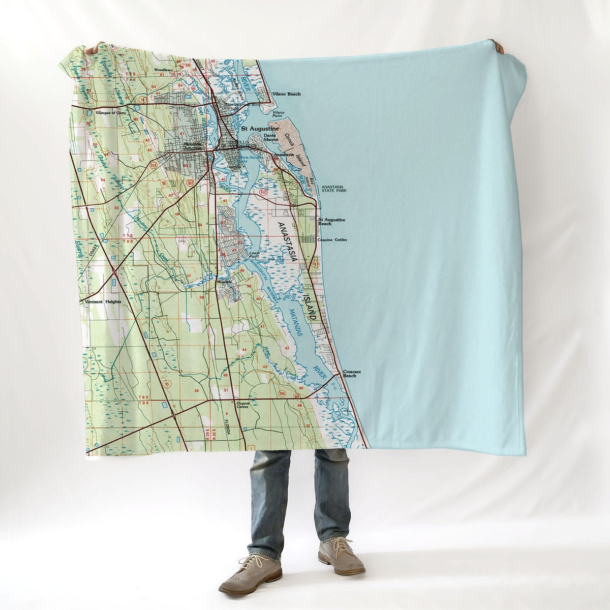 Saint Augustine FL Vintage Topo map Blanket - Maritime Tribes USABlanket