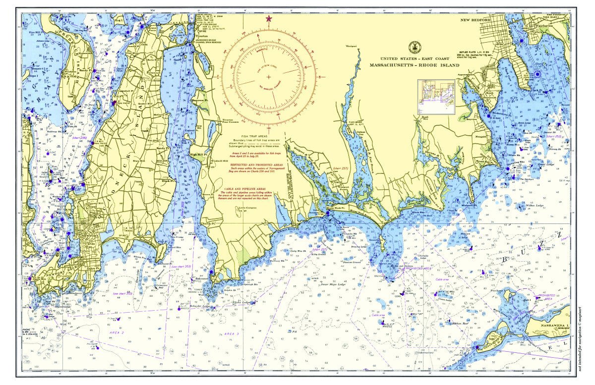 Sakonnet River to Dartmouth, MA Chart Placemat - Maritime Tribes USALaminated Placemat