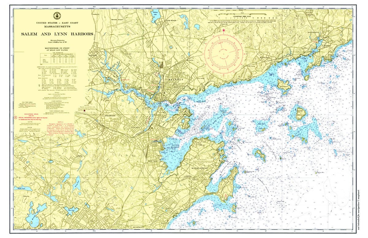 Salem & Marblehead Harbors Vintage Chart Placemat - Maritime Tribes USALaminated Placemat