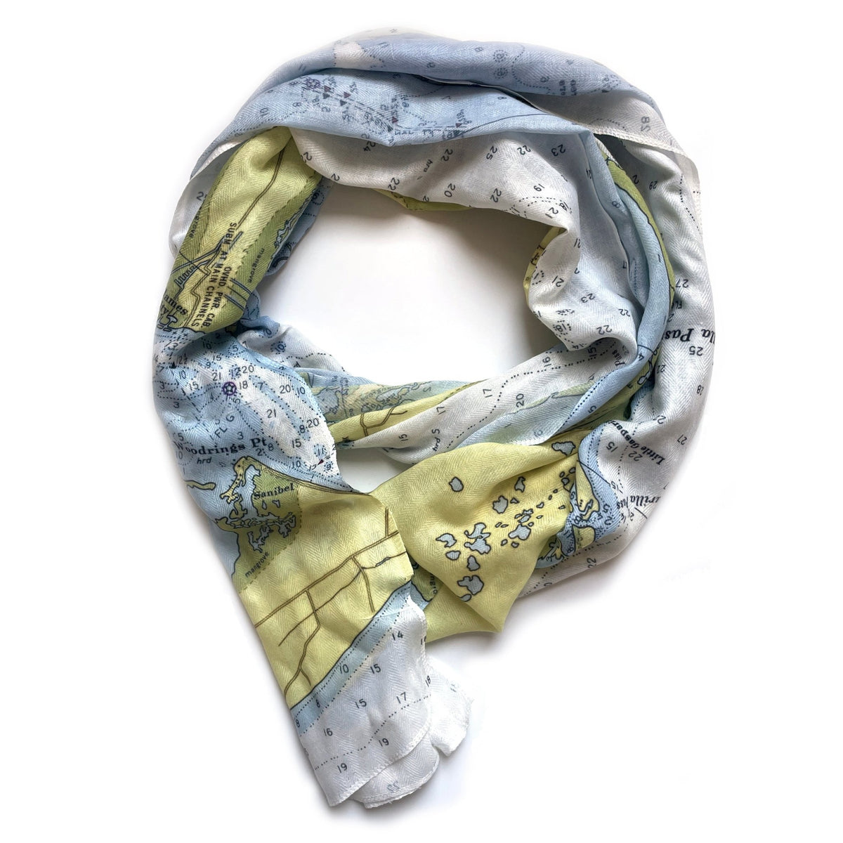 Sanibel Island to Boca Grande, FL Nautical Map Scarf - Maritime Tribes USAScarf