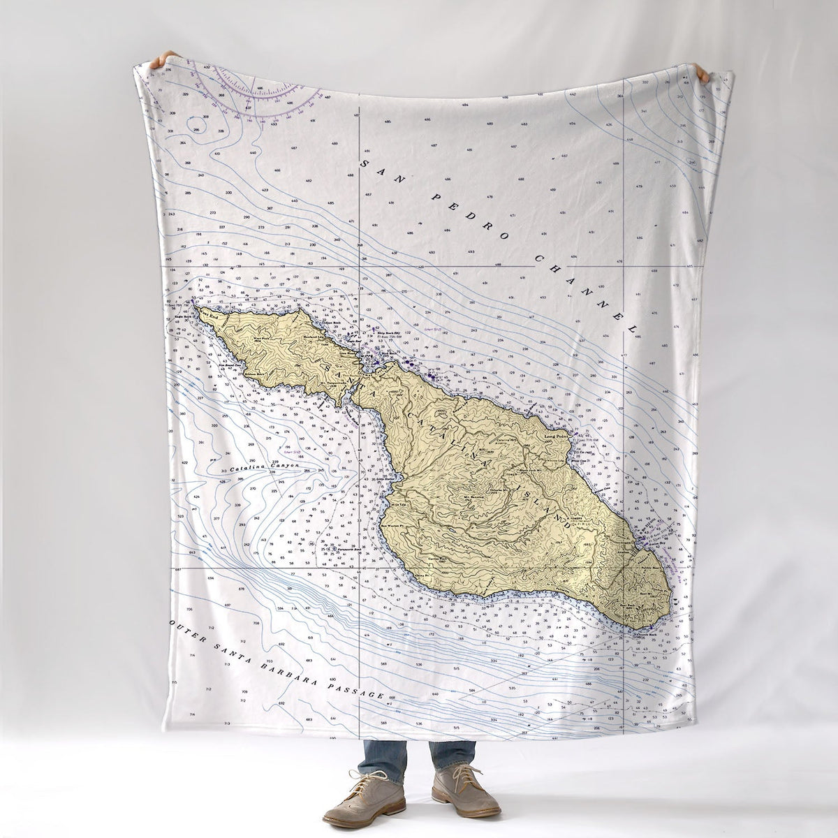 Santa Catalina Island CA Nautical Chart Blanket - Maritime Tribes USABlanket