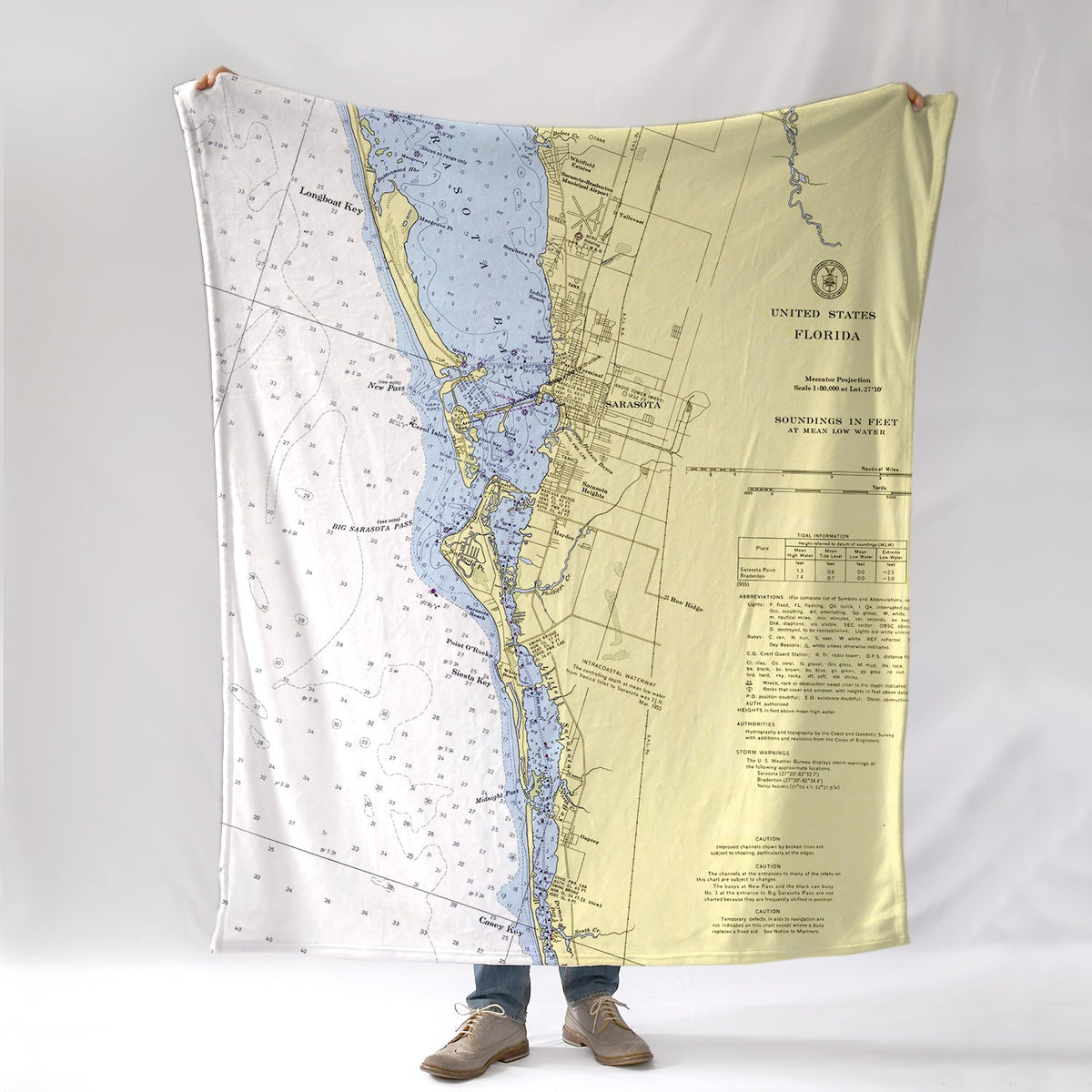 Sarasota Nautical Chart Blanket - Maritime Tribes USABlanket