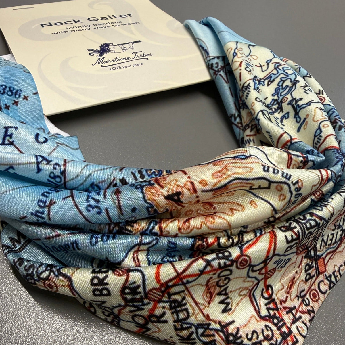 Scandinavian (Sweden, Norway, Denmark and Finland) Vintage Map Neck Gaiter - Maritime Tribes USA
