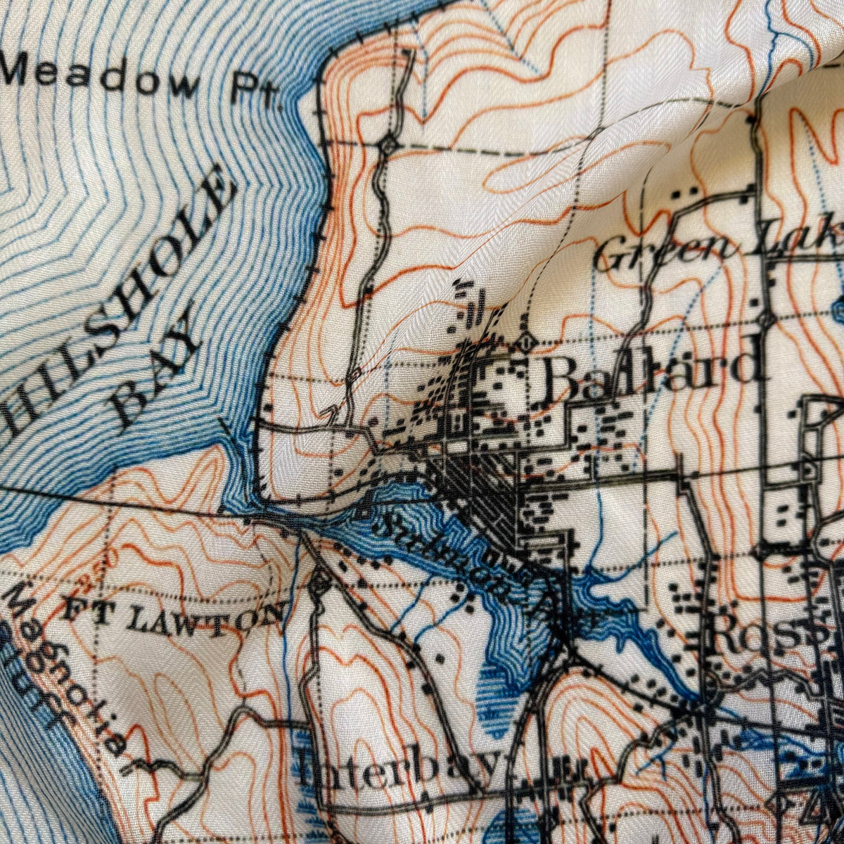 Seattle, WA Puget Sound, Vintage Map Scarf - Maritime Tribes USAScarf