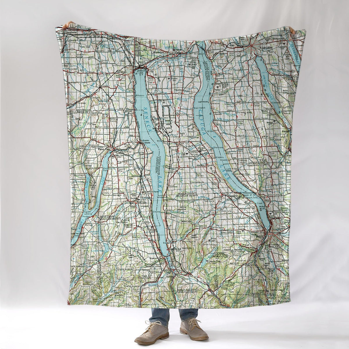 Seneca Lake & Cayuga Lake NY topo/antique Blanket - Maritime Tribes USABlanket