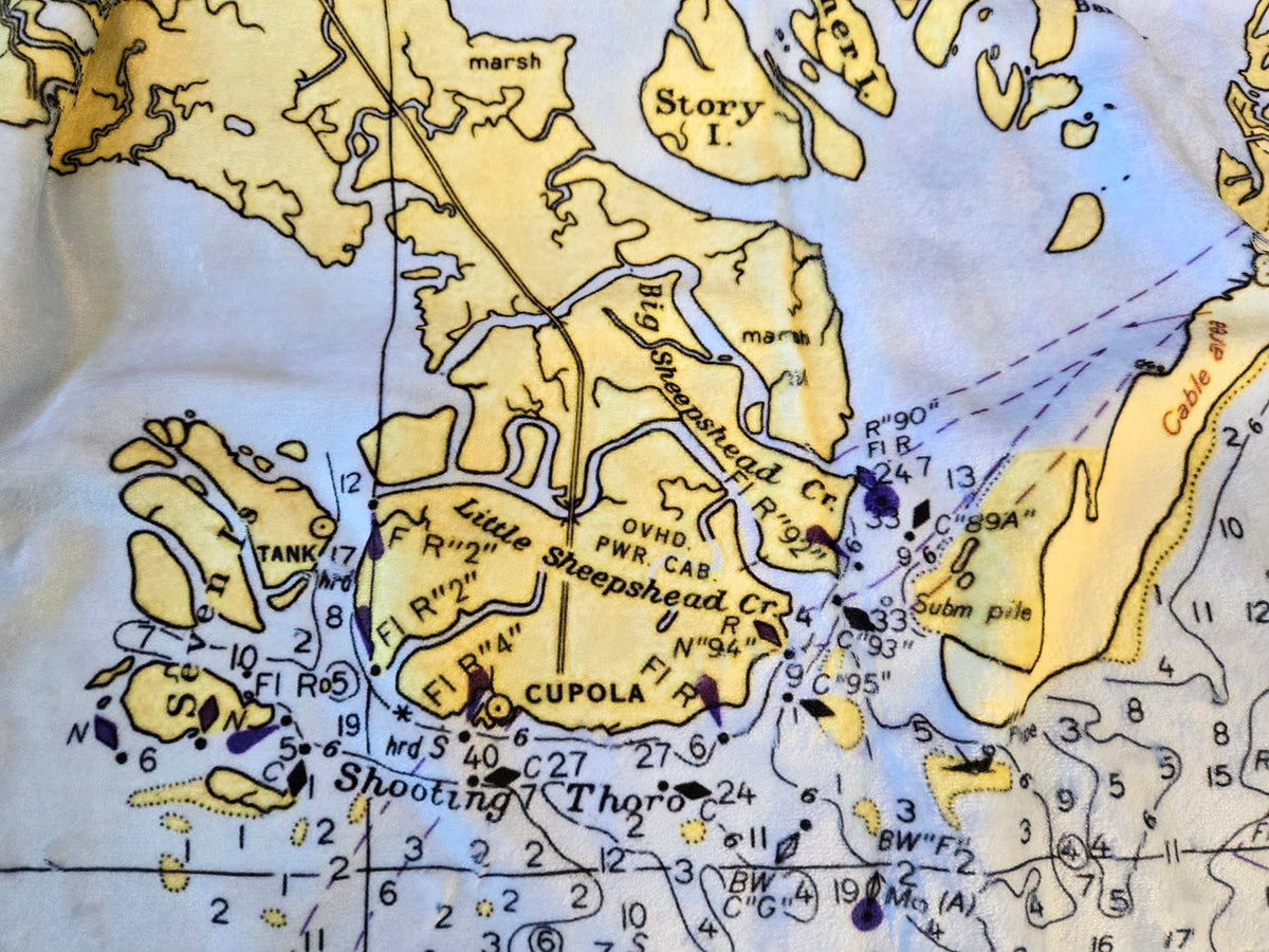 Ship Bottom (Barnegat Light to Beach Haven) Nautical Chart Blanket – New Jersey Shore Map Throw - Maritime Tribes USABlanket