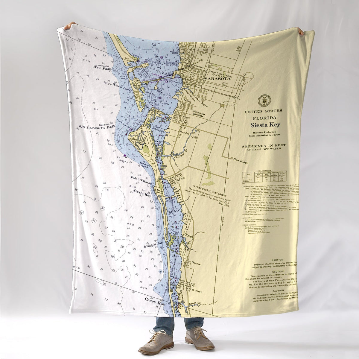 Siesta Key, FL.Nautical Chart Blanket - Maritime Tribes USABlanket
