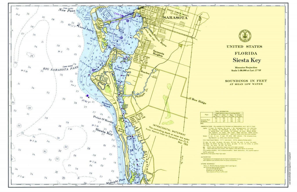 Siesta Key, Florida Chart Placemat - Maritime Tribes USALaminated Placemat