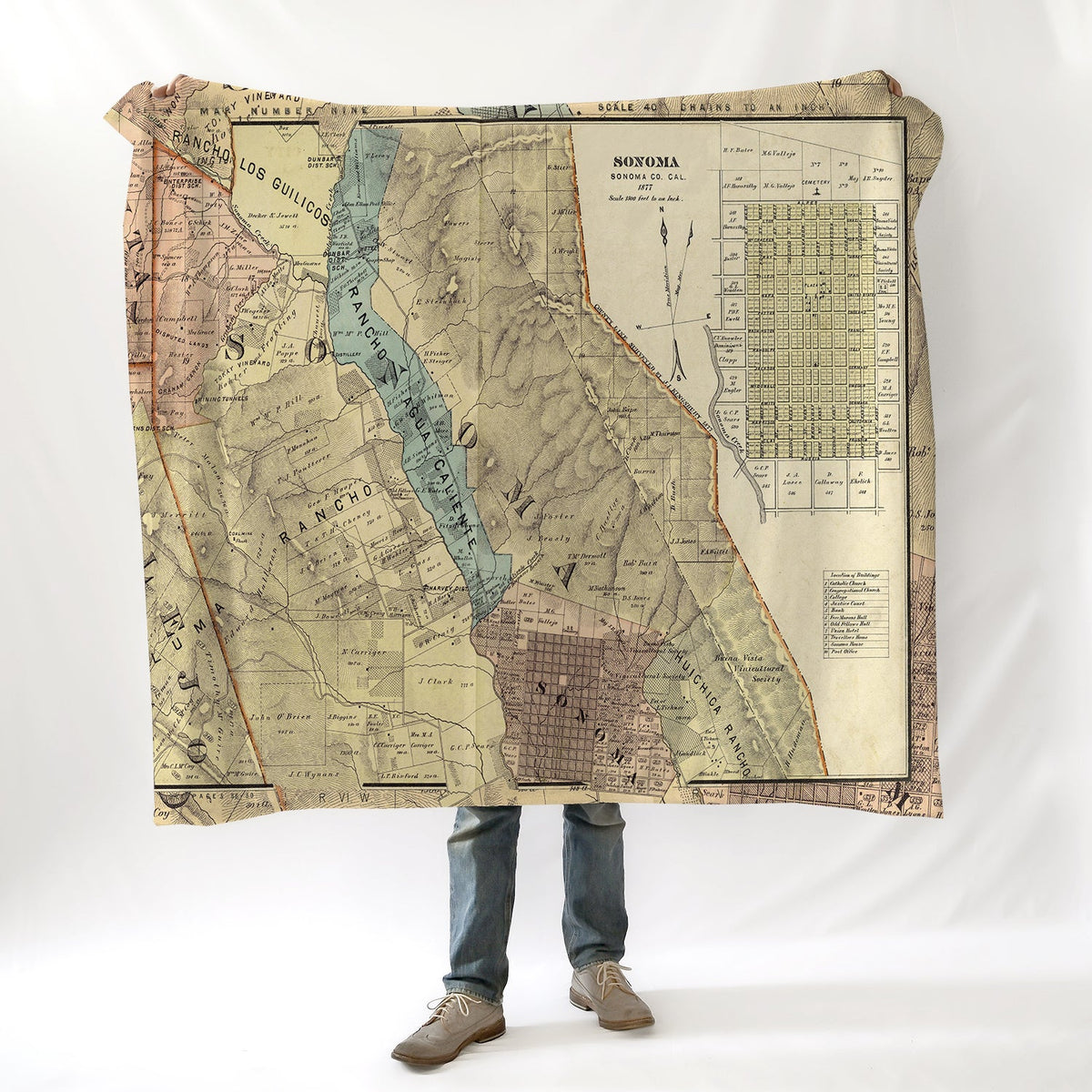 Sonoma County Vintage Atlas Map Blanket - Maritime Tribes USABlanket