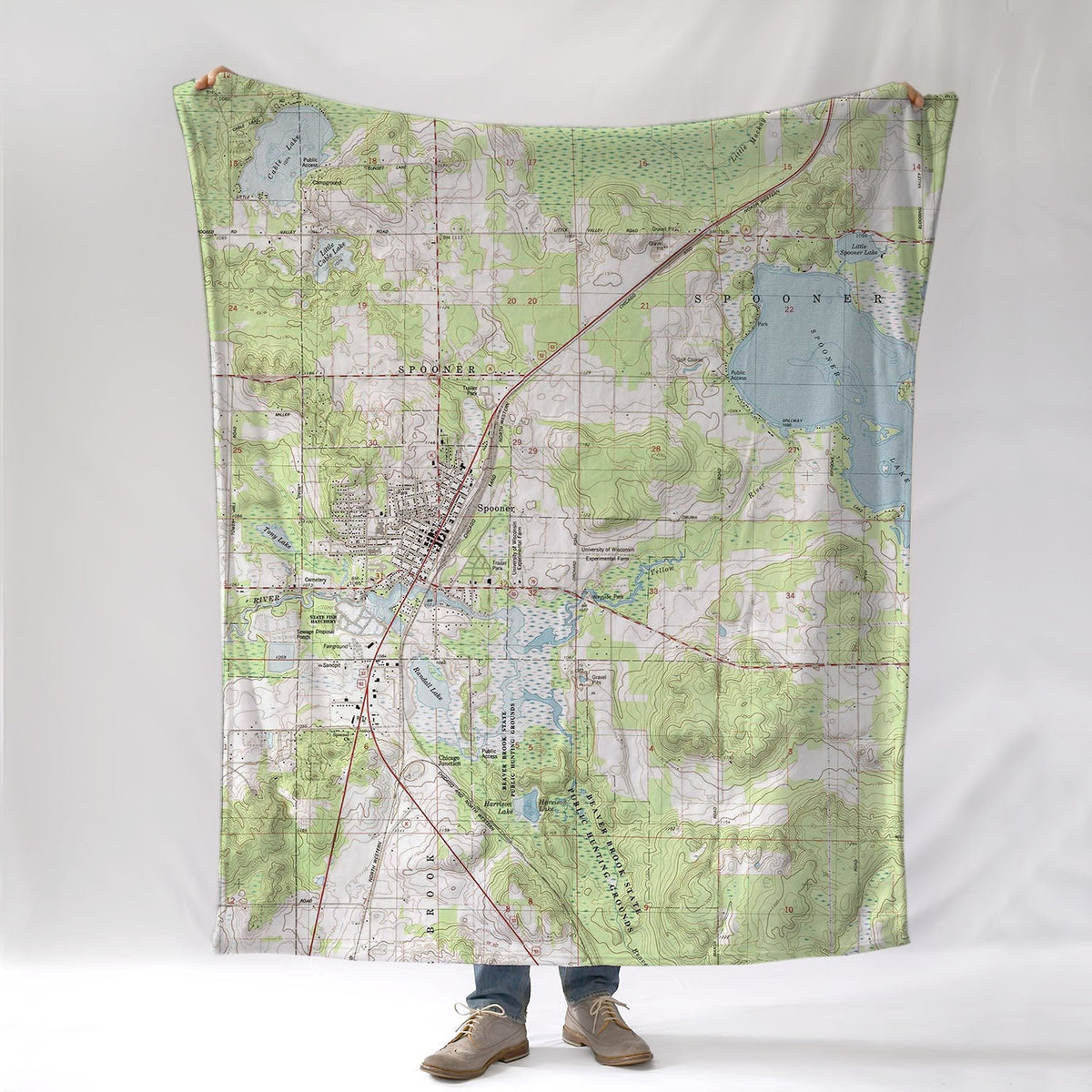 Spooner, WI Topo Map Blanket - Maritime Tribes USABlanket