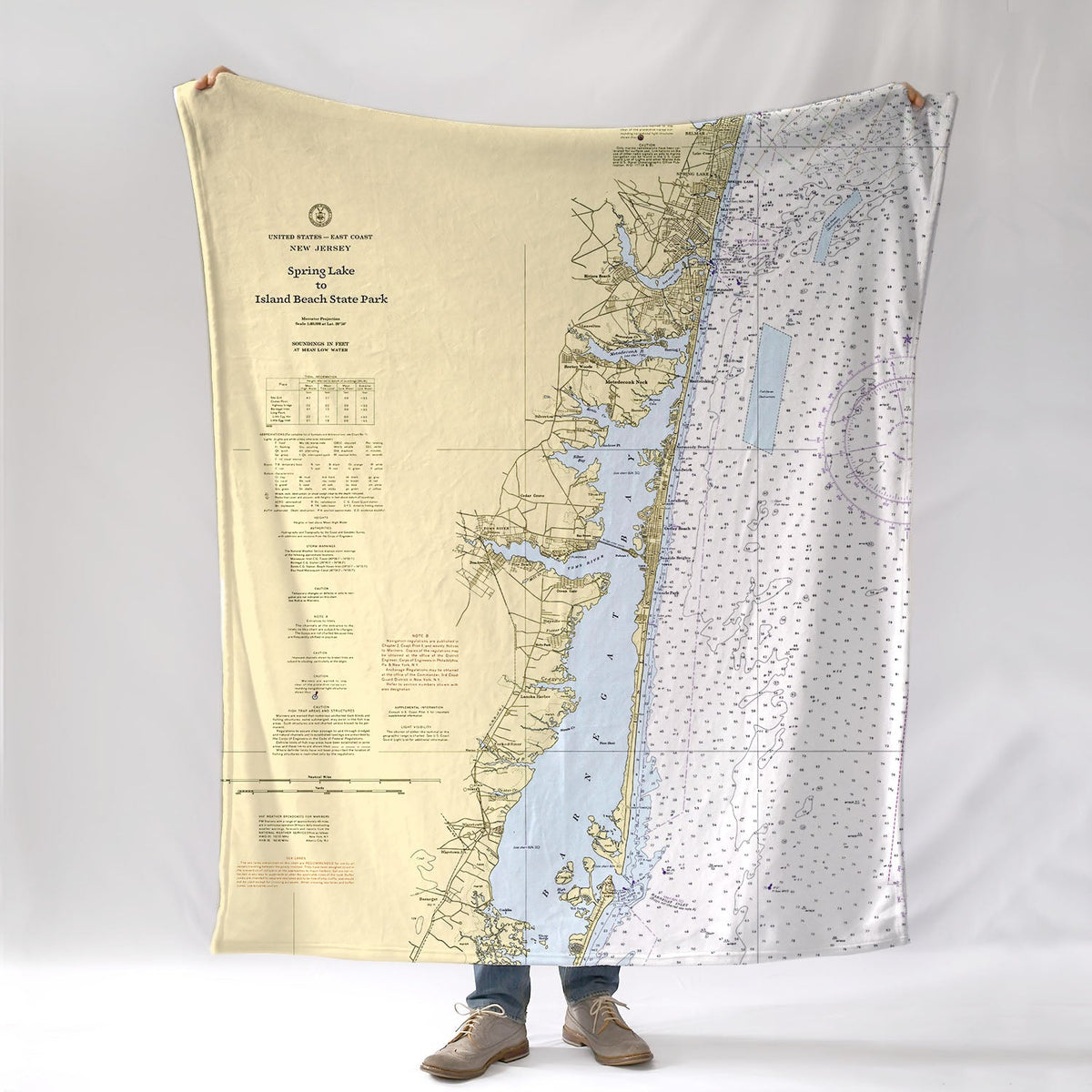 Spring Lake to Island Beach State ParkNJ Nautical Chart Blanket - Maritime Tribes USABlanket