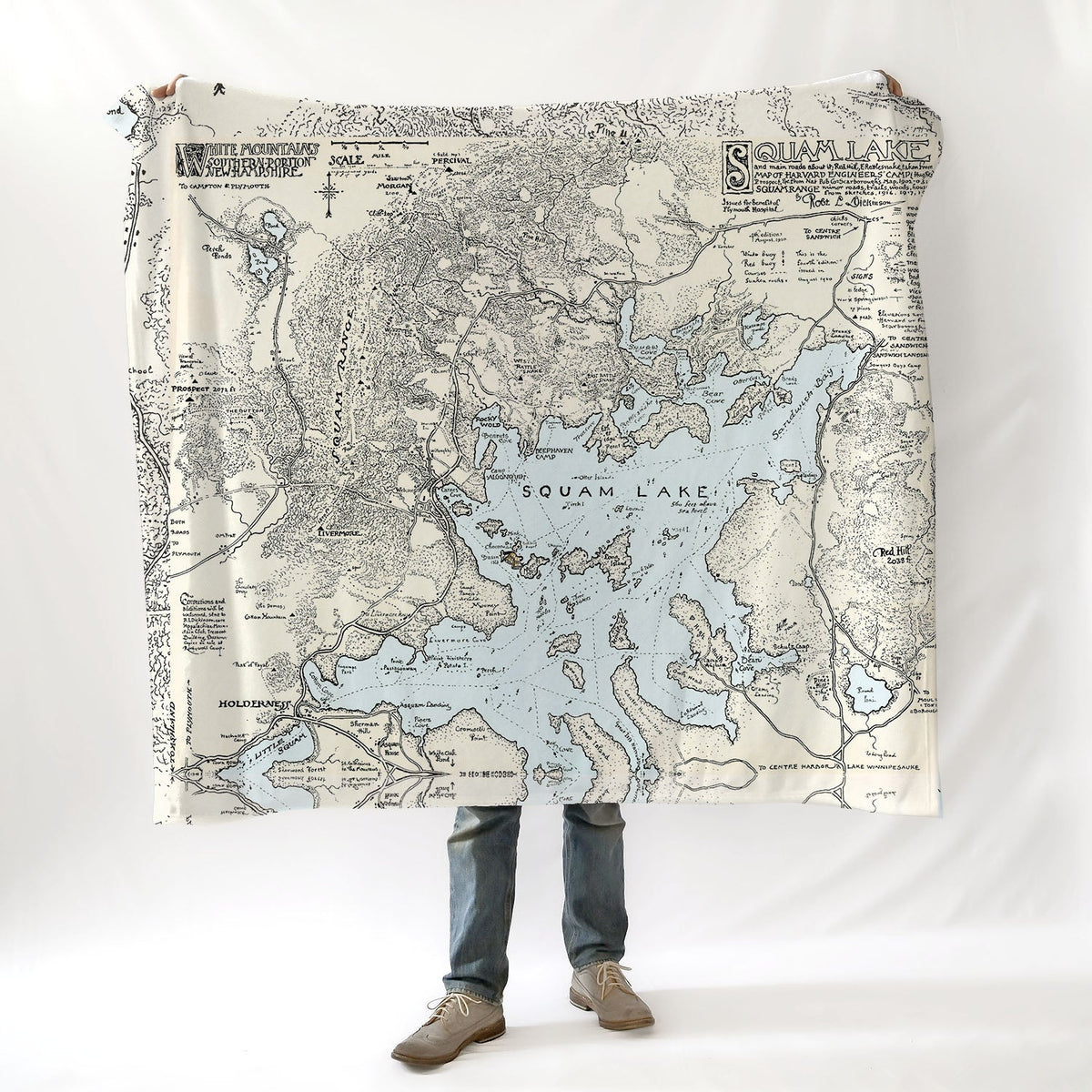 Squam Lake-wedding bells icon w/ Church Island name drop, 1920 Blanket - Maritime Tribes USABlanket