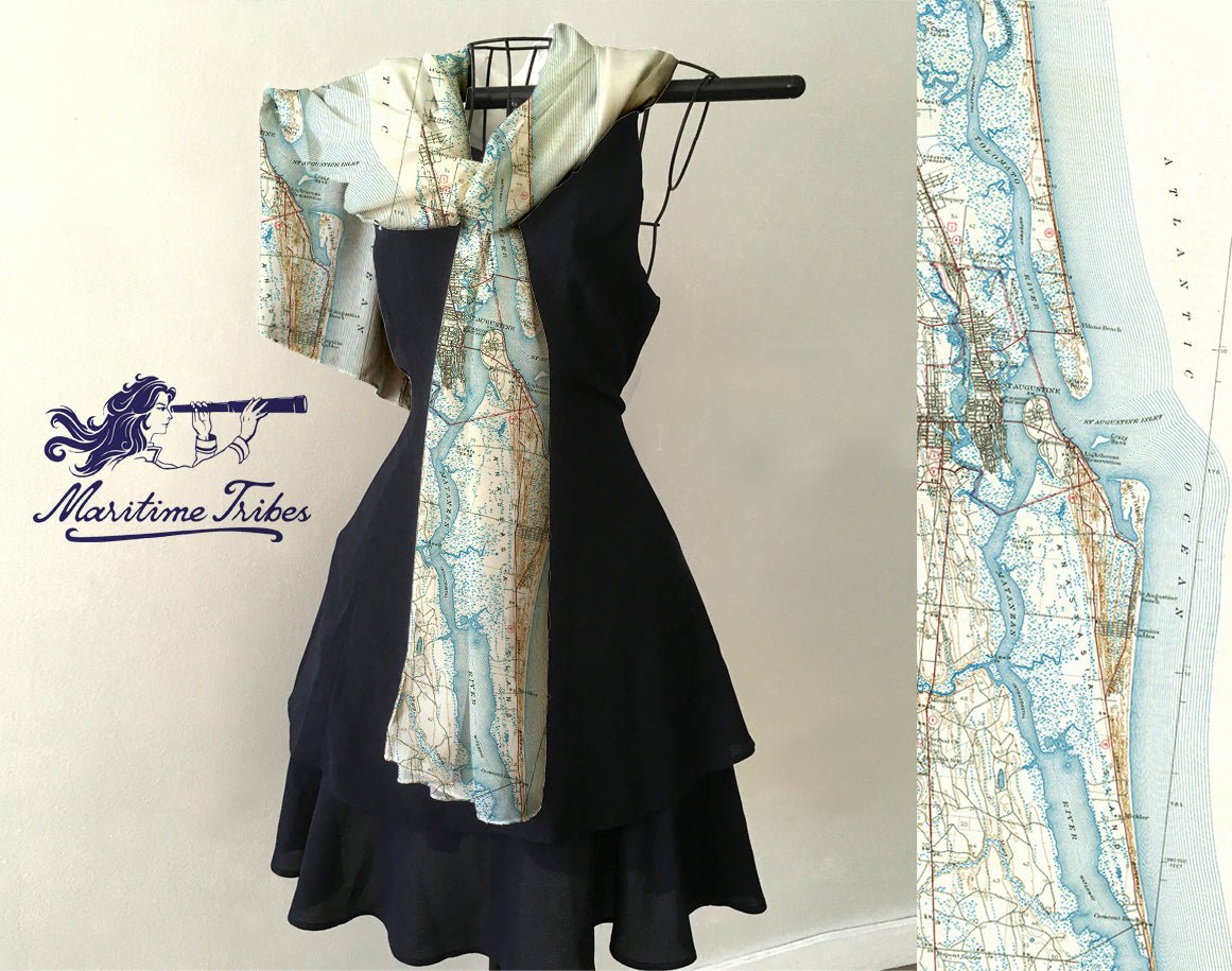St. Augustine, FL Vintage Map Scarf - Maritime Tribes USAScarf