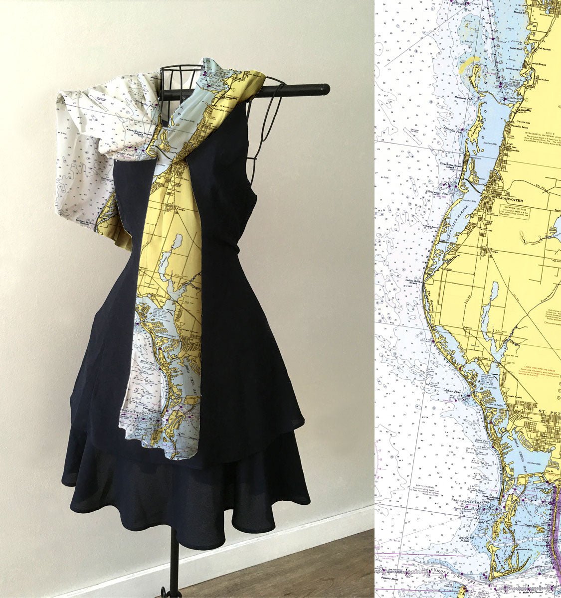 St. Pete Beach, Clearwater, FL Nautical Chart Scarf - Maritime Tribes USAScarf