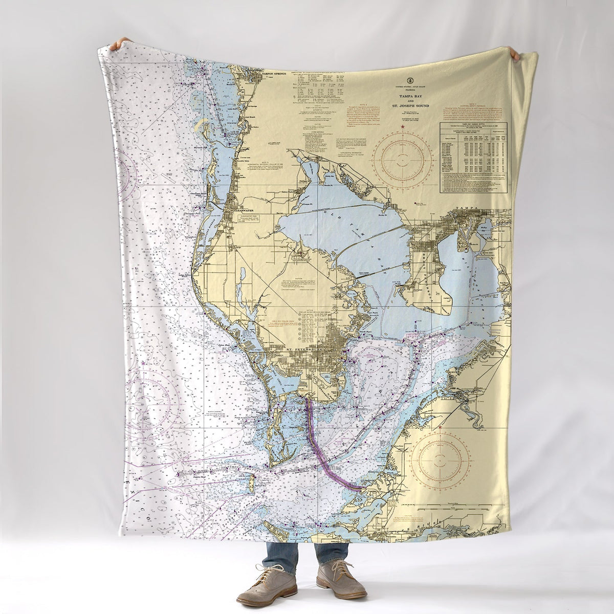 St. Petersburg / Tampa Chart, FL. Nautical Chart Blanket - Maritime Tribes USABlanket