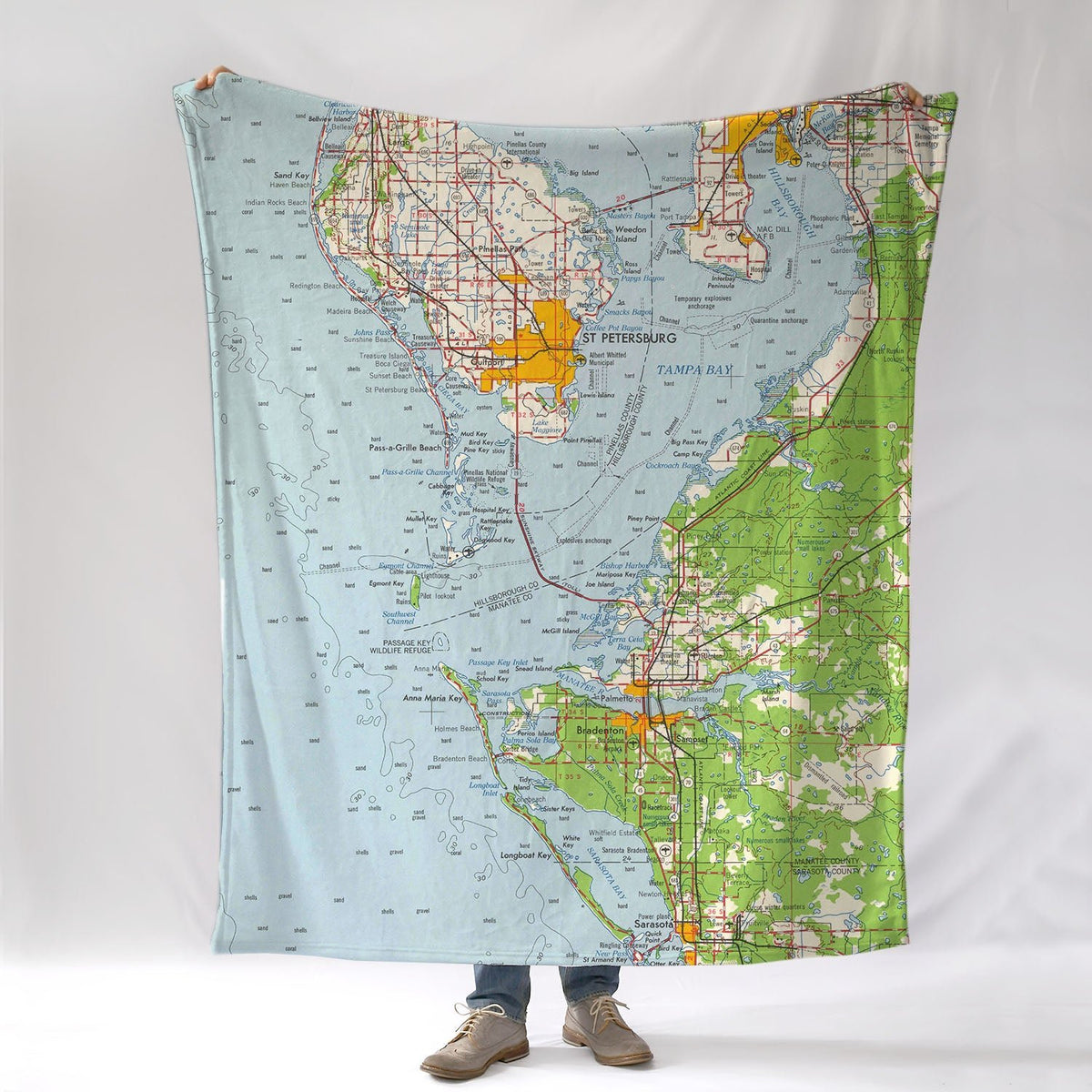St. Petersburg / Tampa Chart, FL. Topo Map Blanket - Maritime Tribes USABlanket
