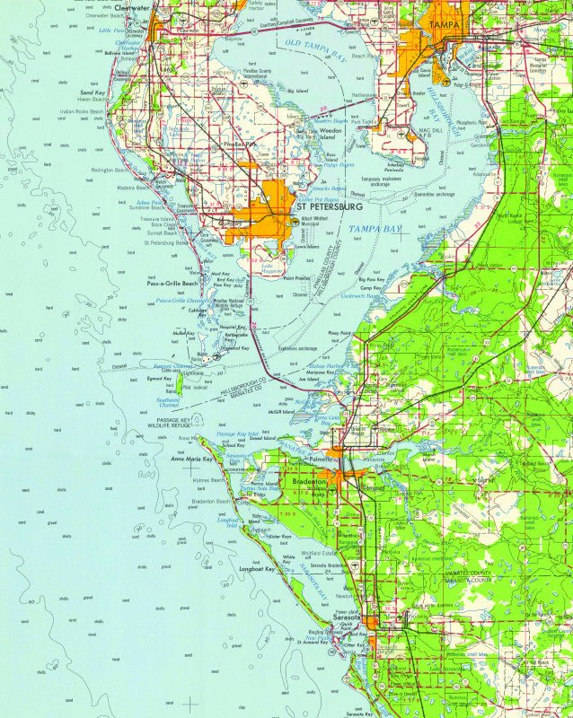 St. Petersburg / Tampa Chart, FL. Topo Map Blanket - Maritime Tribes USABlanket