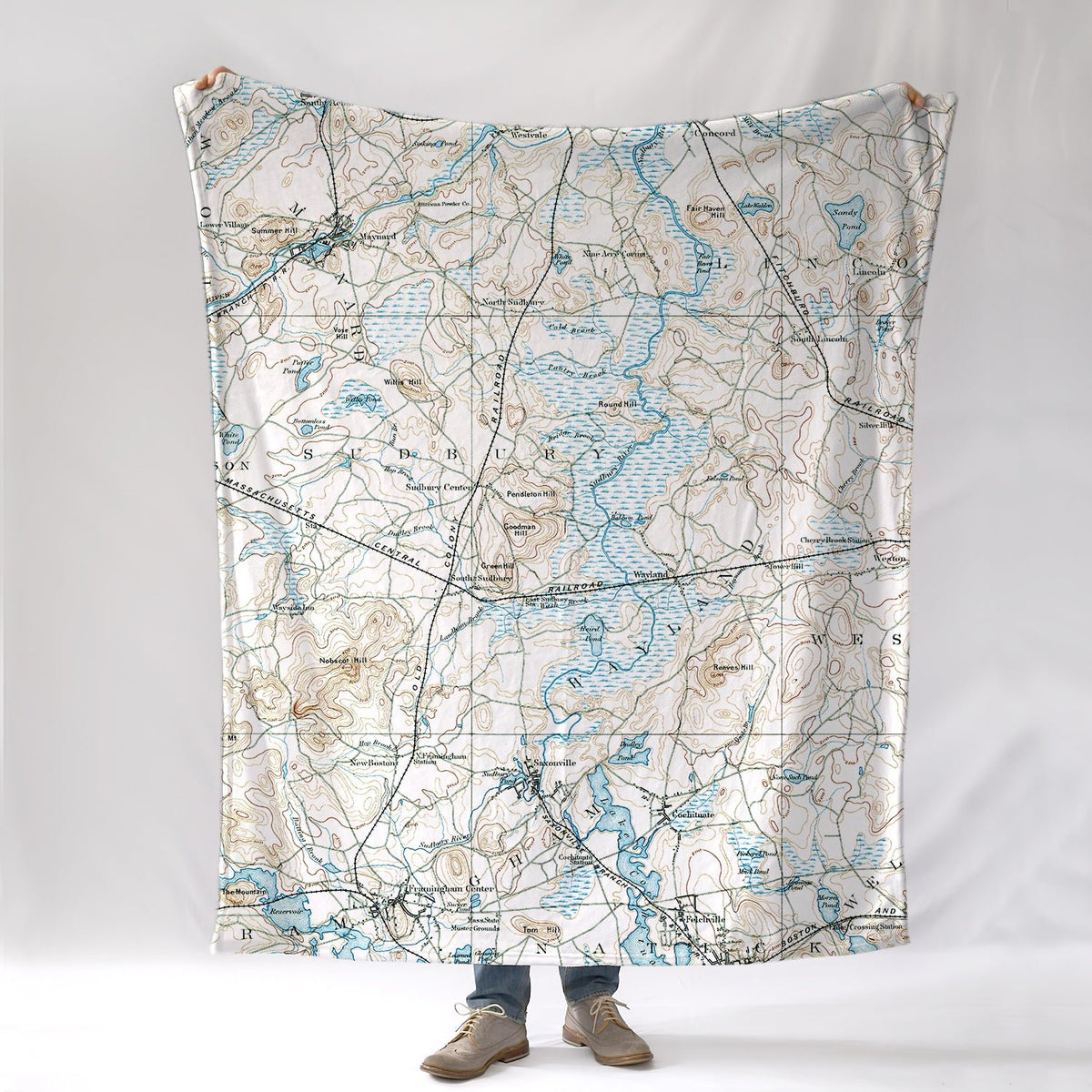 Sudbury MA Antique Map Blanket - Maritime Tribes USABlanket