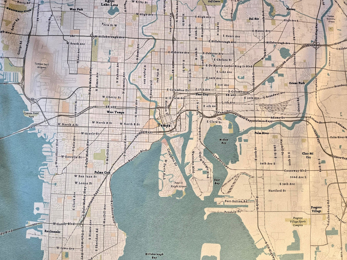 Tampa / Clearwater Sea Glass Style Map Quick Dry Towel - Maritime Tribes USATowel
