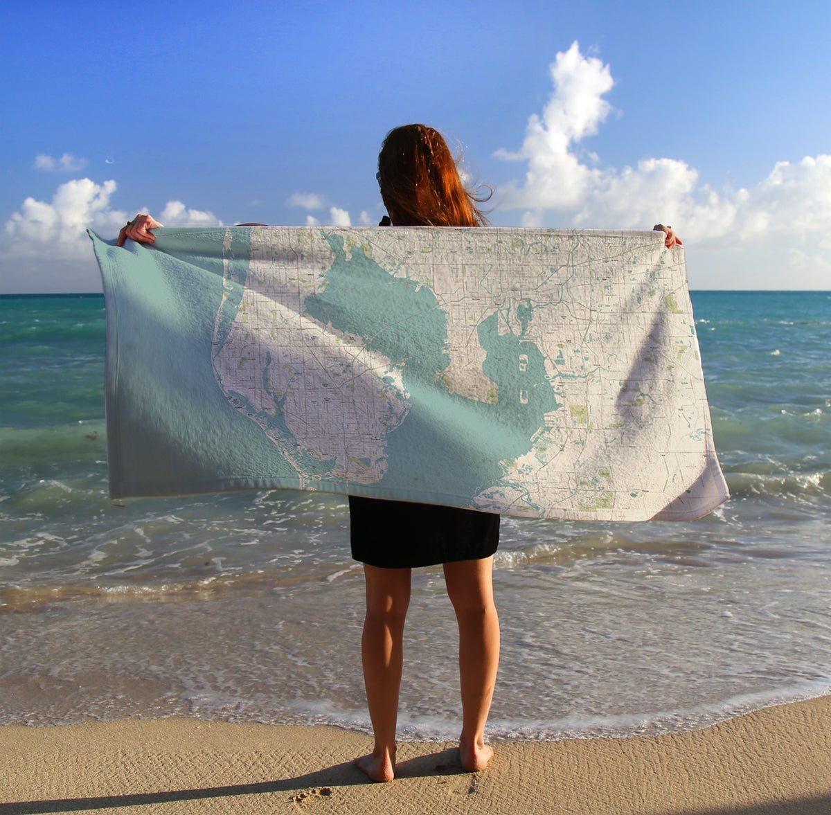 Tampa / Clearwater Sea Glass Style Map Quick Dry Towel - Maritime Tribes USATowel