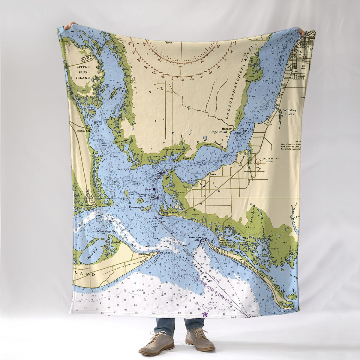 Tarpon Point, Cape Coral, Estero FL Nautical Chart Blanket - Maritime Tribes USABlanket