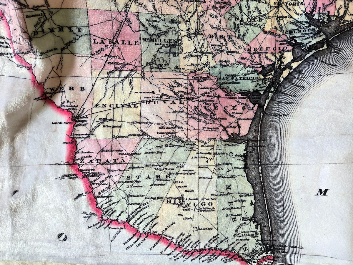 Texas State Vintage Map c. 1872 Blanket | Western Heritage Décor - Maritime Tribes USABlanket