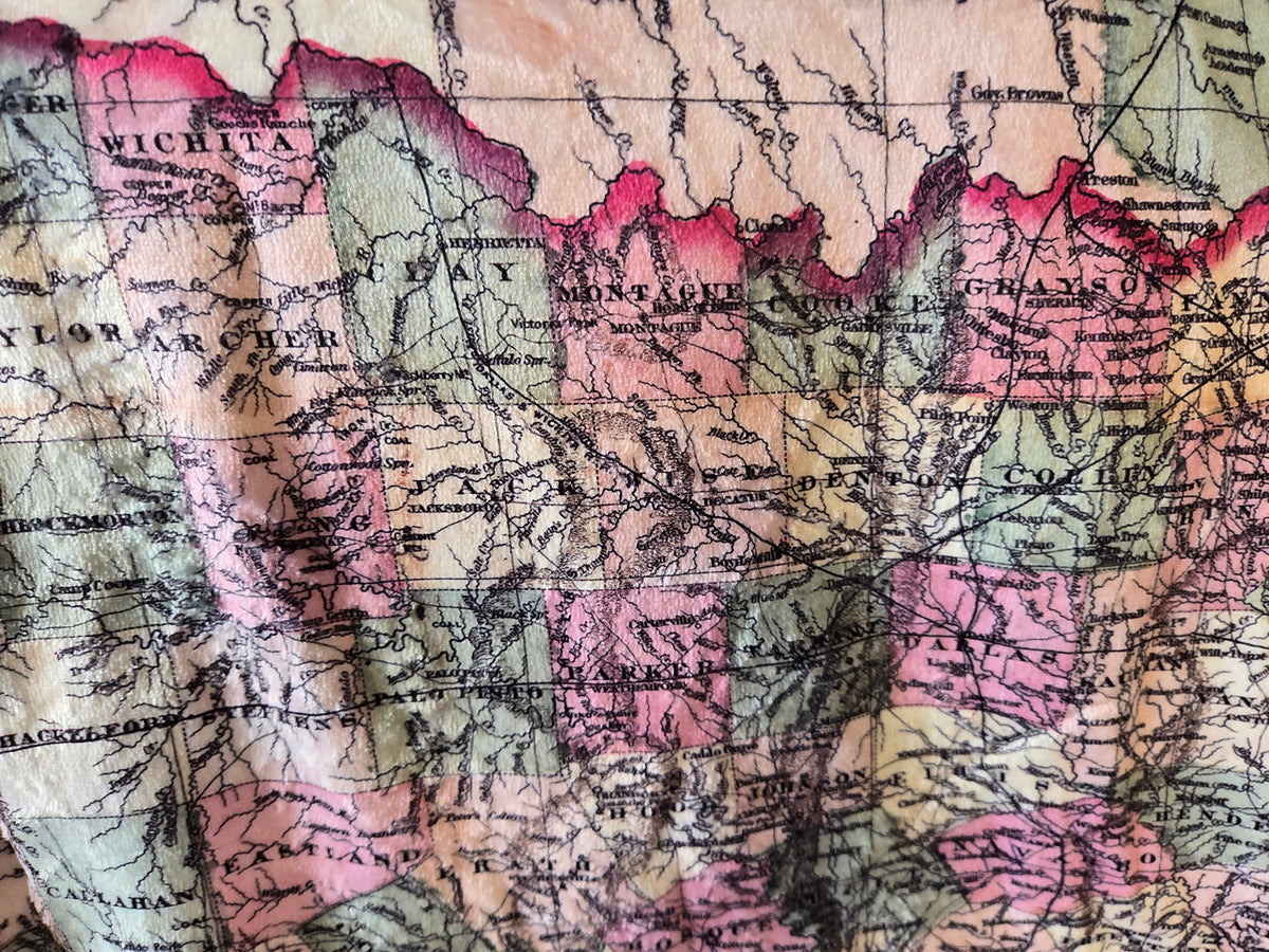 Texas State Vintage Map c. 1872 Blanket | Western Heritage Décor - Maritime Tribes USABlanket