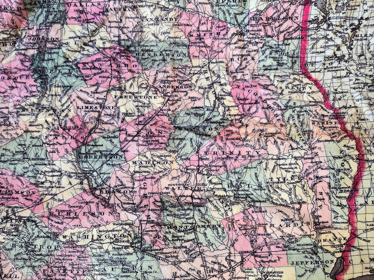Texas State Vintage Map c. 1872 Blanket | Western Heritage Décor - Maritime Tribes USABlanket