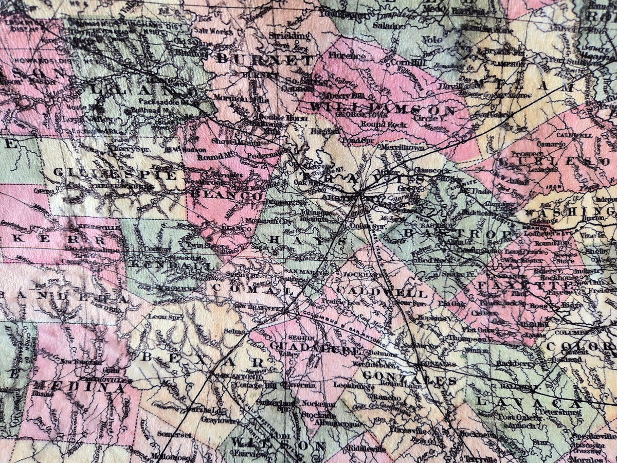 Texas State Vintage Map c. 1872 Blanket | Western Heritage Décor - Maritime Tribes USABlanket
