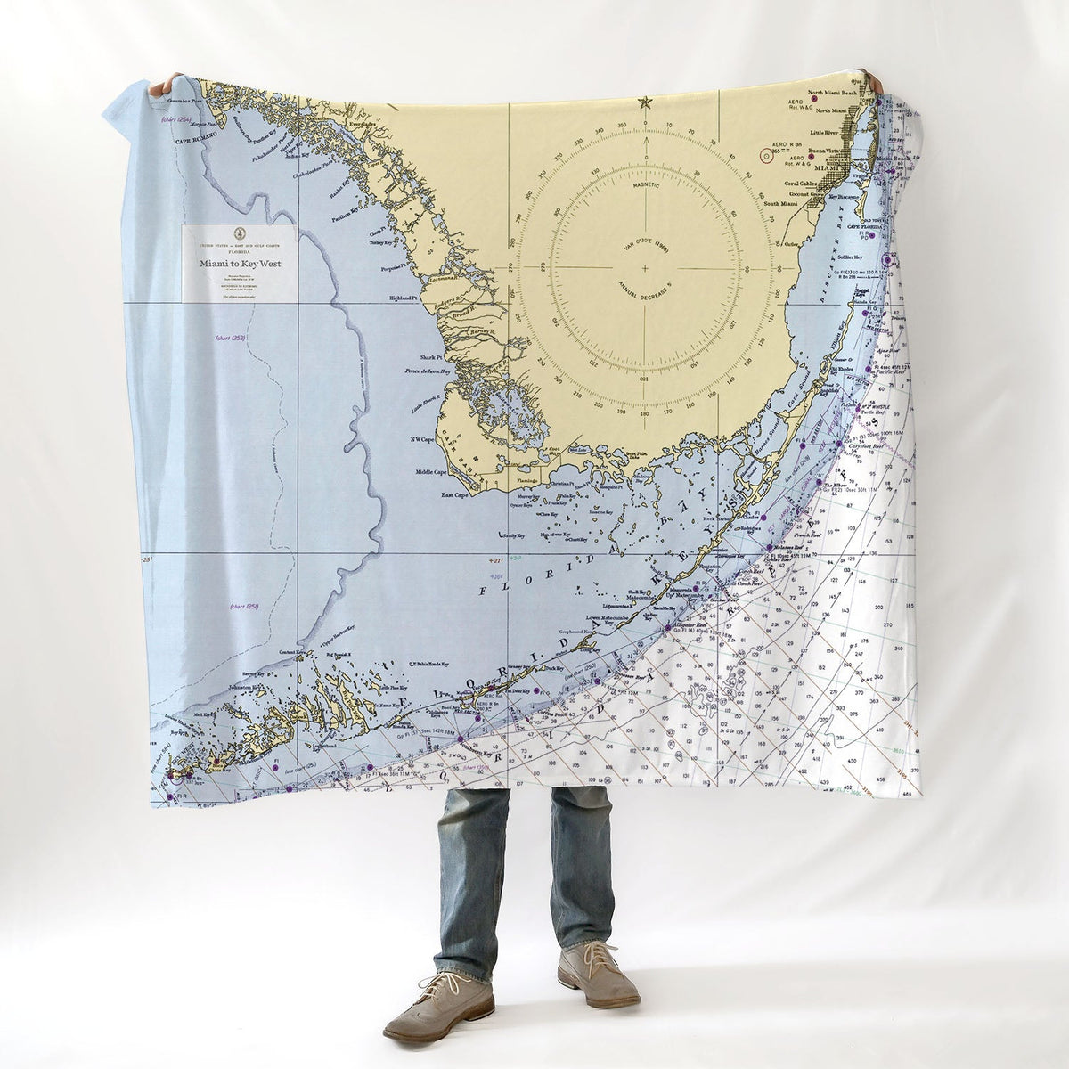 The Florida Keys Nautical Chart Blanket - Maritime Tribes USABlanket