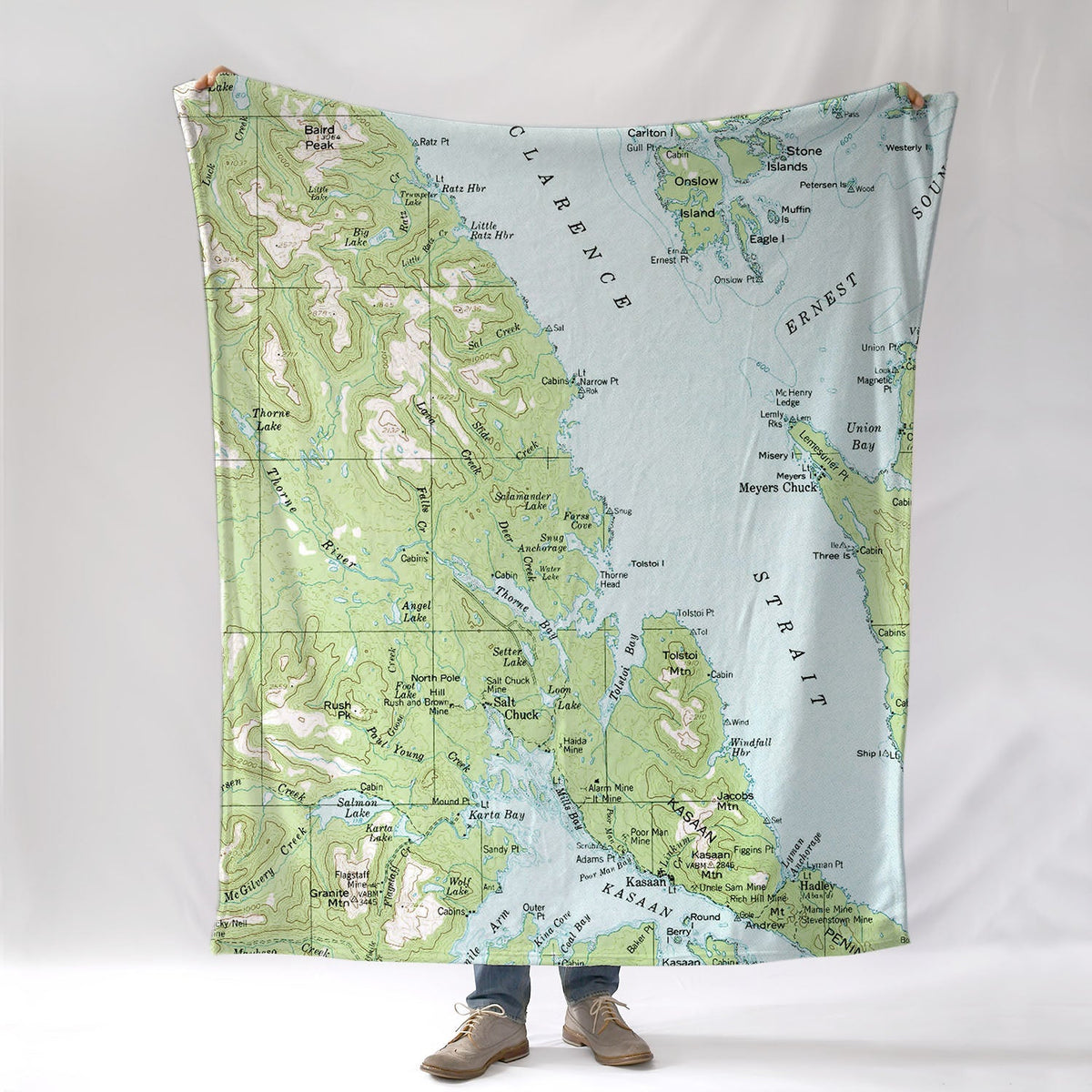 Thorne Bay AK Topographic Map Blanket - Maritime Tribes USABlanket