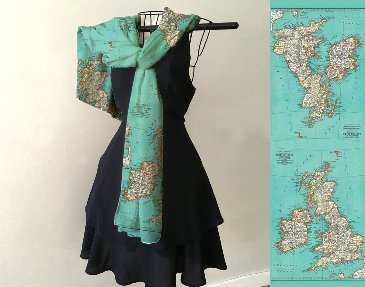 U.K. Vintage Map Scarf - Maritime Tribes USA
