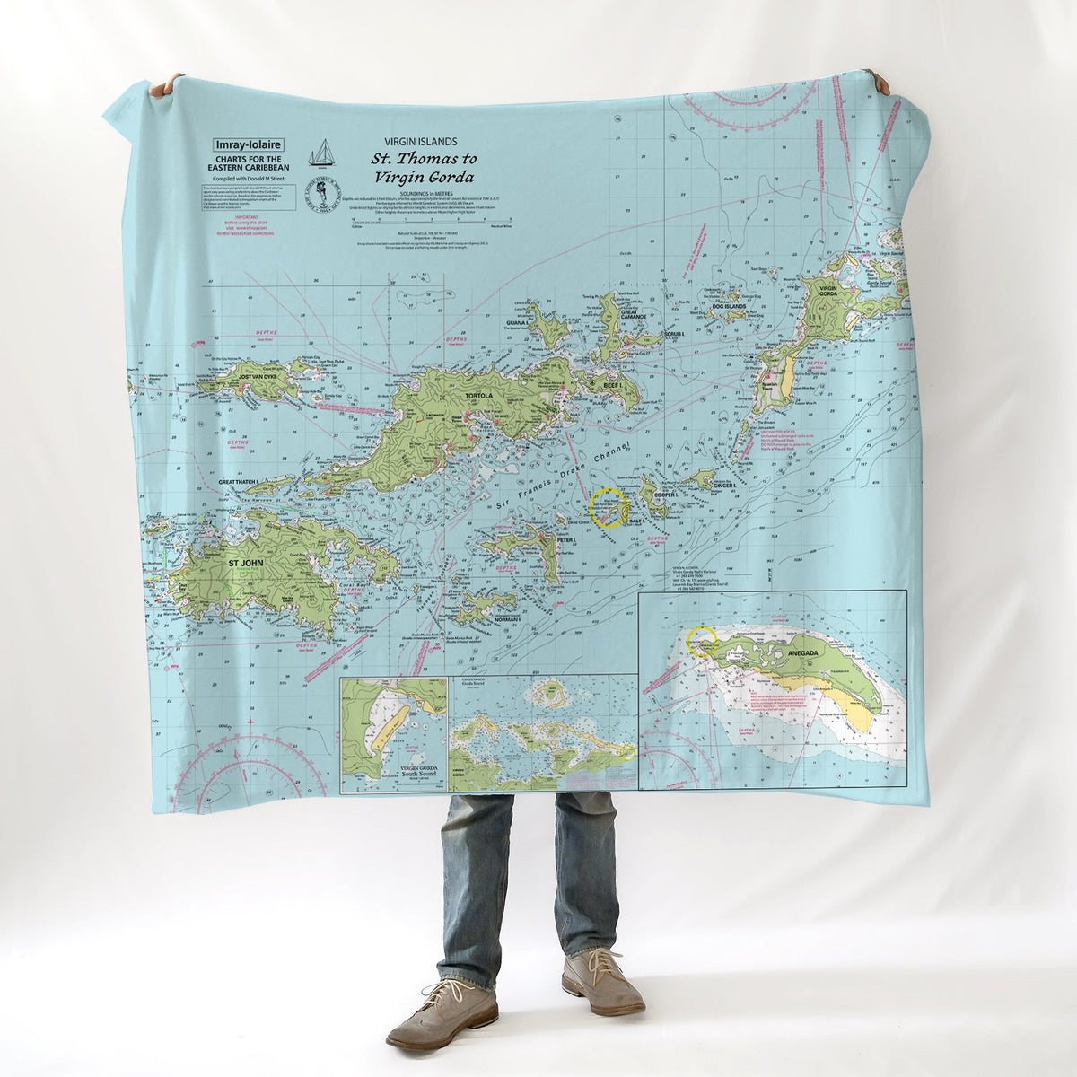US Virgin Islands Imray Chart Blanket (St. Thomas & St. John, USVI) - Maritime Tribes USA