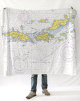USVI - St. Thomas and St. John, Nautical Chart Blanket - Maritime Tribes USABlanket