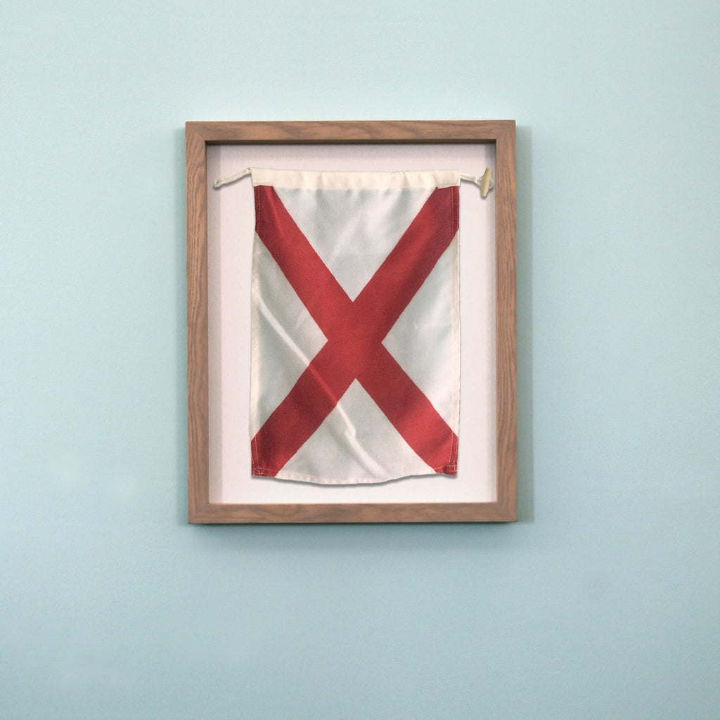 "V" Nautical Flag in Glass-Free Shadow Box Frame