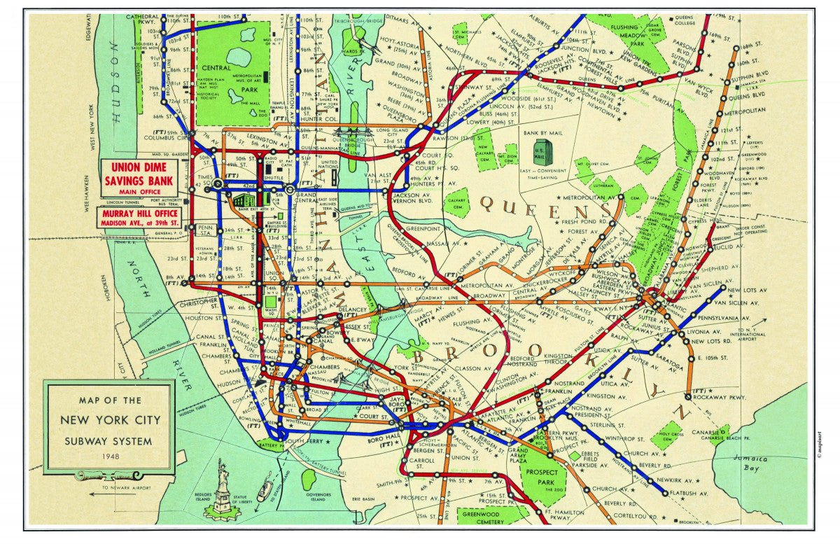 Vintage New York City Subway Map Placemat - Maritime Tribes USALaminated Placemat