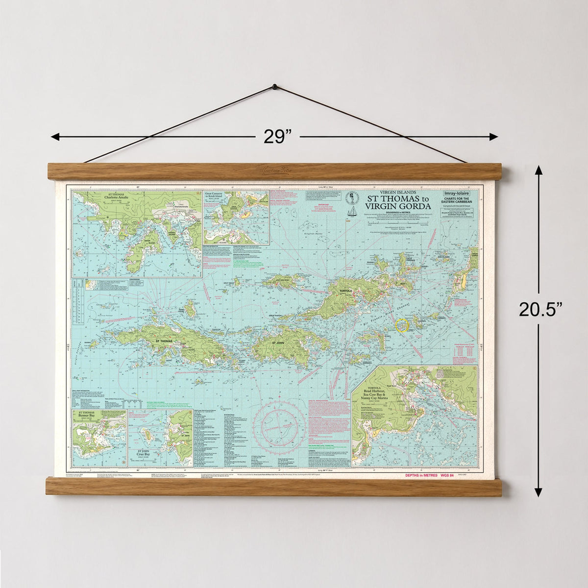 Virgin Islands Nautical Chart Canvas Wall Scroll - Maritime Tribes USA