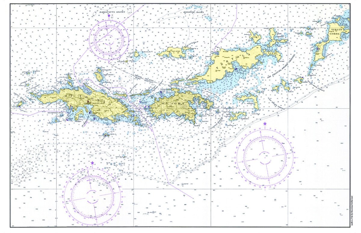 Virgin Islands (US and BVI) Chart Placemat - Maritime Tribes USALaminated Placemat