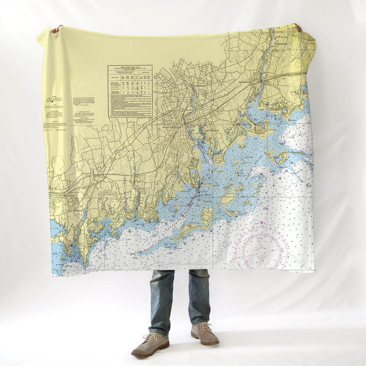 Westport - Norwalk Islands, CT Nautical Chart Blanket - Maritime Tribes USABlanket